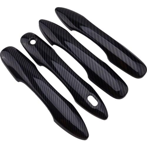 4pcs Door Handle Protector Trims Decor ABS Carbon Fiber Black Look fit for Toyota Camry 2018 2019 2020 one smart key hole