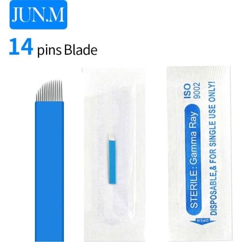 50 Pcs 0.2mm Diameter 14 Needle Micro Blade Eyebrow Microblading Tattoo Needles For Permanent Makeup