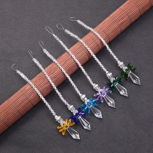 6PCS Hanging Crystal Guardian Angel Chakra Suncatcher Pendant Car Rear View Mirror Charms Rainbow Maker