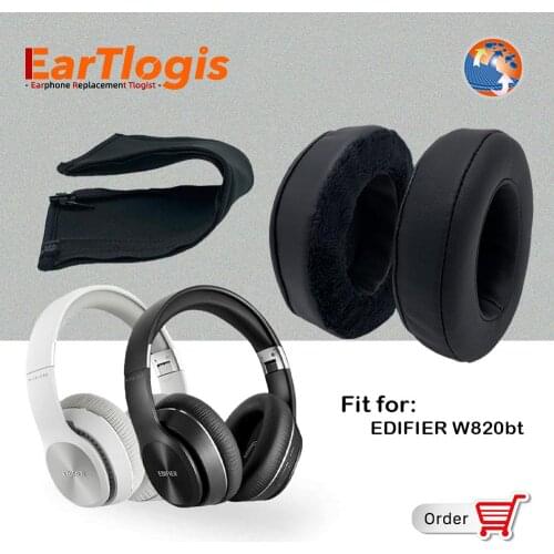 EarTlogis Velvet Replacement Parts for EDIFIER W820bt W-820bt Headset EarPads Bumper Headband Earmuff Cover Cushion