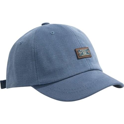 Trend Solid Color Short Brim Baseball Caps for Women Men Simple Streetwear Face Cap with Visor Letter Labeling Blue Dad Hats