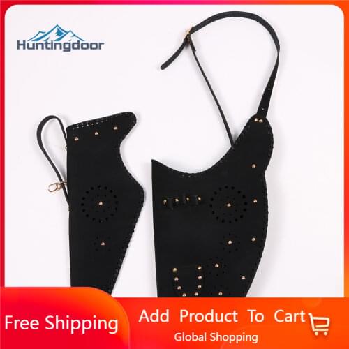 Archery Arrow Quiver Hip + Recurve Bow Case Bag Cow Leather Backpack for Traditional Longbow Black Adjustable Straps