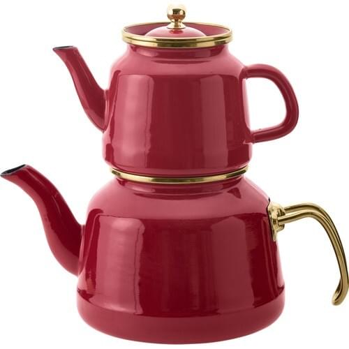 Emsan Troy Enamel Nostalgia Teapot Set Red MADE IN TURKEY ORIGINAL PRODUCT SHIPS FROM TURKEY