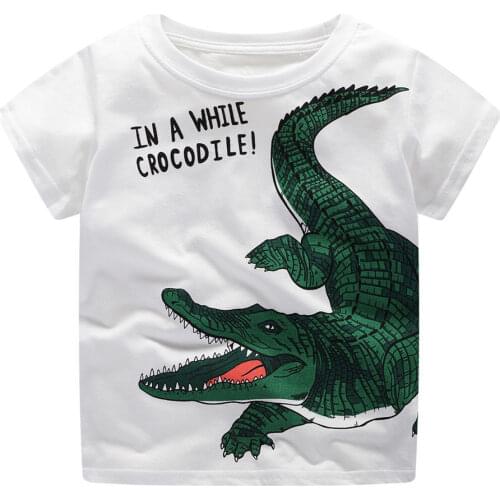 Jumping Meters Boys Top Printed Crocodile Shirt Baby Tees Summer Clothes 18 Cartoon Kids Tshirts For Boys Clothing Children