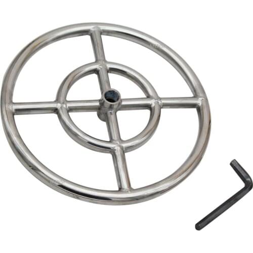 MENSI Propane & Natural Gas Fireplace, Fire Pit 12 Inch Burner Assembly Part 304 Stainless Steel Fire Ring Burner
