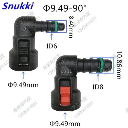 9.49mm-ID8 90 degree fuel line quick connector plastic connector for Ford Volkswagen Audi 5pcs a lot