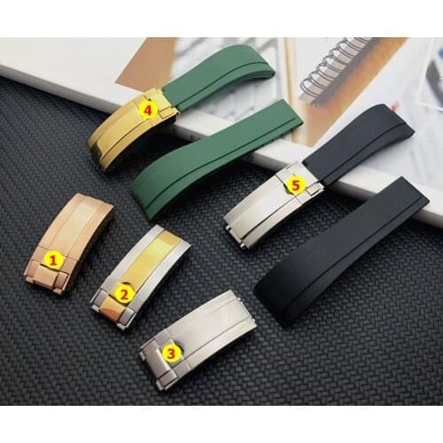 Quality Green Black 20mm silicone Rubber Watchband watch band For Role strap Daytona Submariner GMT OYSTERFLEX Bracelet logo on