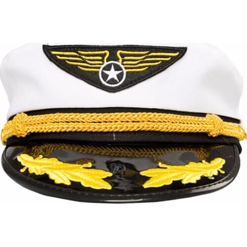 Stage Performance Cap Adult Big Hat Cap Military Cap Pilot Aviator Hat Golden Wheat Brim Cap Cosplay Props