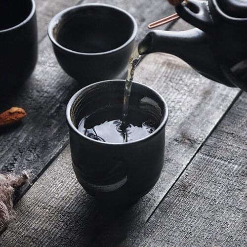 Shadow Painting Ceramic Retro Handicraft Japanese Style Tea Cup Chinese Kungfu Tea Set Kitchen Accessories Handmade Decoration