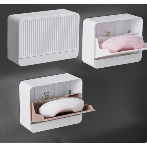 Bathroom Soap Box Toilet Non-perforated Viscose No Punching Wall-mounted Shelf Multi-function Drain Soap Box Toilet Dish Storage
