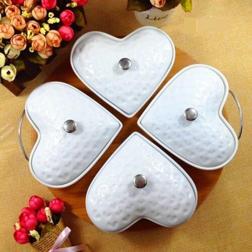 Creative Heart Shape Ceramic Assorted Serving Dish Decorative Porcelain Divisions Dinner Plate Tableware Case for Nuts and Candy