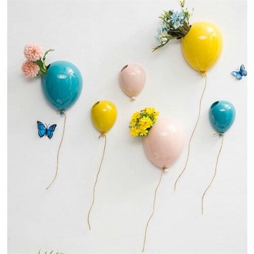 Creative Ceramic Balloon Design Wall Hanging Flower Pot Living Room Flower Vase Home Decoration Planter Ornaments Wedding Gifts