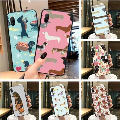 Cartoon Dachshund Sausage Dog Phone Case For Vivo Y91c Y17 Y51 Y67 Y55 Y7s Y81 Y19 Y97 Y93 V17 vivos5