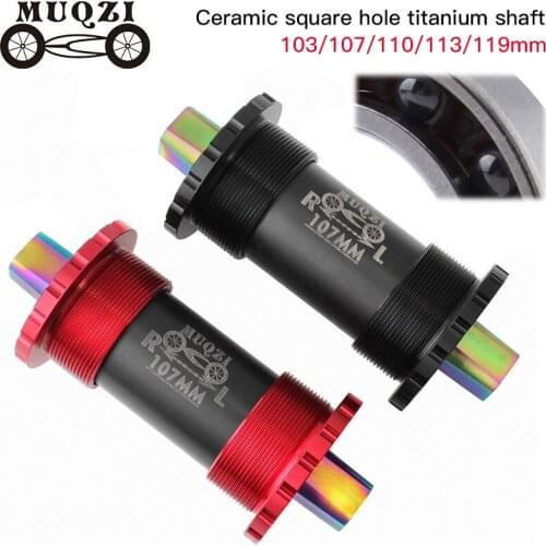 MuqziBicycle middle axle titanium bottom brackets for folding bike Fixed gear MTB Road bike103/107/110/113/119mm titanium shaft