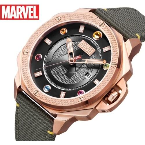Disney official Marvel Avengers men quartz Watches waterproof rhistone luminous calendar stainless steel 9062 Relogio Masculino