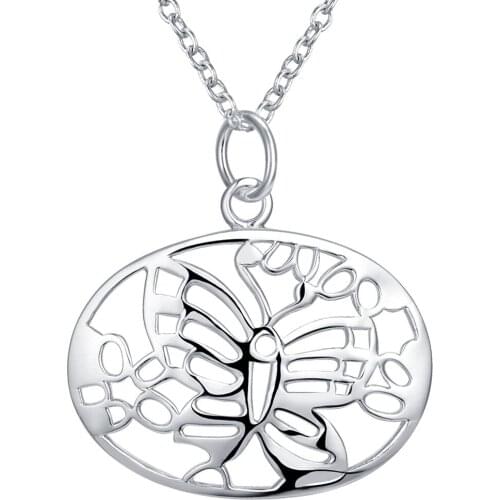 Wholesale Charm Silver Color Pendants For Women Fashion Jewelry Necklace Lady Fashion Jewelry Pendant Pattern Butterfly AN340