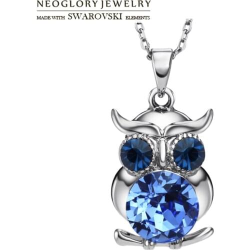 Neoglory Austria Rhinestone Pendant Necklace Owl Shaped Lovely Cute Stylish Animal Jewelry For Girl School Gift Daily Classic
