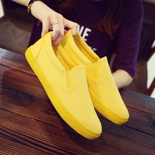 Candy Color canvas shoes New Spring Summer Yellow breathable boys Slip-On low to help mens casual girls shoes eur35-44
