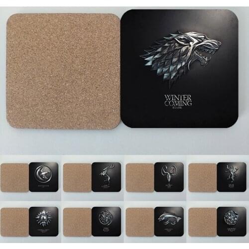 GOT Emblem Wooden Pads Beer Mark coaster Decorative Cup Mat 9 Pcs Set Party Props Sign Pad