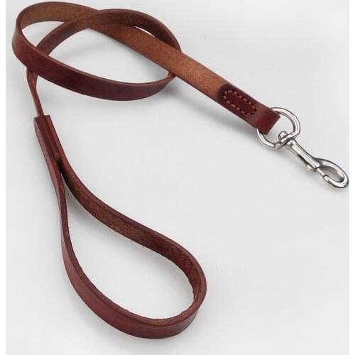Pet Supplies Genuine Leather Dog Leash Pitbull German Shepherd Training Walking Dog Chain with Strong Metal Buckle 120cm length