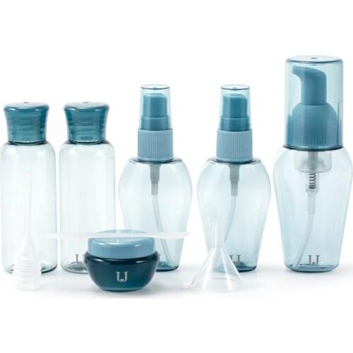 9pcs/set Portable Travel Set Bottle Cosmetics Empty Bottle Spray Bottle Cosmetics Sub-bottle Set with Storage Bag