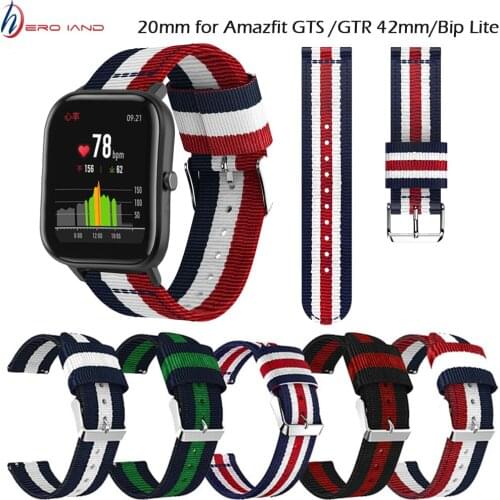 Nylon Watchband Wrist Band Strap for Xiaomi Huami Amazfit Bip Lite Youth/GTR 42mm/GTS Smart Watch 20mm Wristband Bracelet Correa