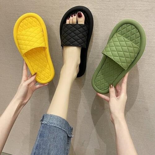 2021 Women Thick Platform Slippers Summer Beach Eva Soft Sole Slide Sandals Leisure Men Ladies Indoor Bathroom Anti-slip Shoes