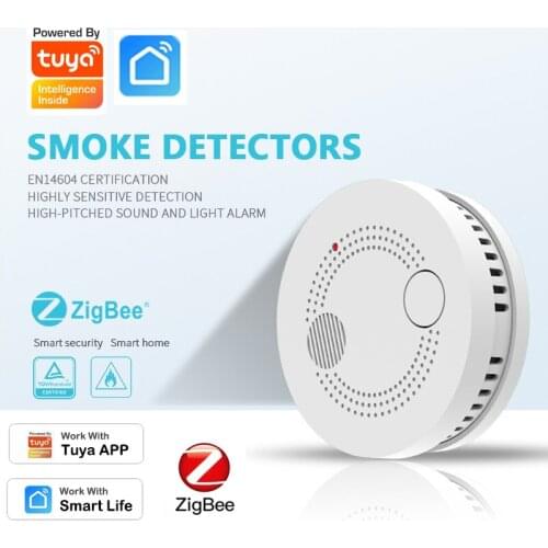 Zigbee Smart Smoke Fire Alarm Sensor Detector Home Security System Alarm Wireless Smart Smoke Sensor Work With Smart Life /Tuya