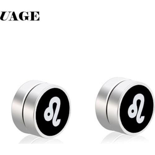 UAGE 1 Pair Punk Mens Strong Magnetic Earrings Unisex Fake Earrings Acrylic Health Ear Stud Clip Black Non Piercing Earrings