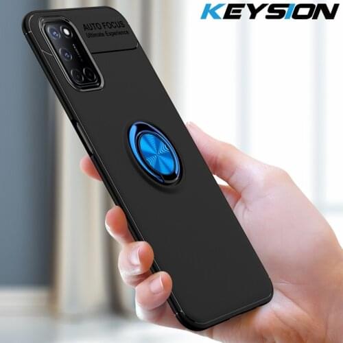 KEYSION Shockproof Case for OPPO A52 Car Magnetic magnet Case Ring Holder Soft Silicone Phone Back Cover for OPPO A72 A92S