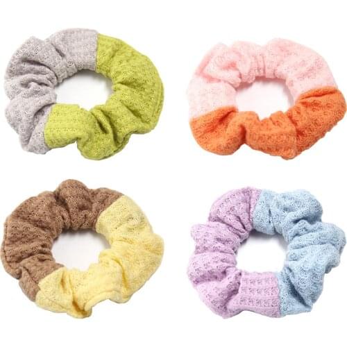 Furling Girl 1 PC Two-color Hair Ties Knitting Fabric Elastic Plaid Hair Bands Hair Accessories Headbands for Women