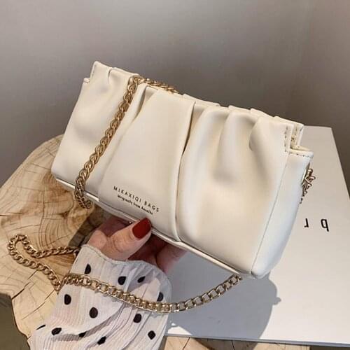 Ladies Pleated Square Crossbody Bag 2021 New Soft PU Leather Women Designer Handbag Luxury Brand Fashion Shoulder Messenger Bags