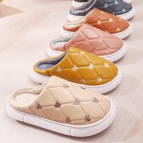 Women Winter Home Waterproof Slippers Unisex Shoes Non-slip Soft Winter Warm House Slippers Indoor Outdoor Couples Flat Shoes