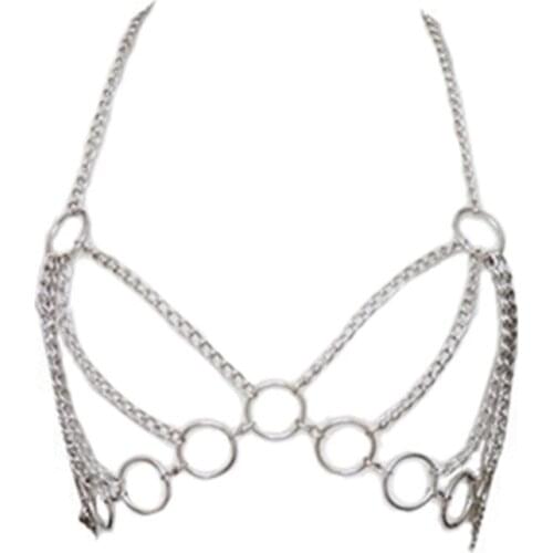 Women Metal Chain Open Bra Temptation Sexy Reggiseno Porno Lingerie Fantasia Nightwear Halter Bras Fetish Sosten Mujer Lenceria