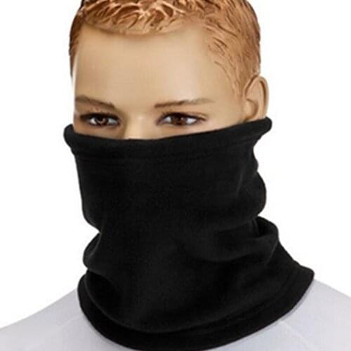 Winter Scarf Solid Color Unisex Women Men Sports Thermal Fleece Ring Scarf Snood Neck Face Mask Beanie Hats