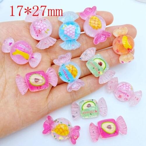 10Pcs Kawaii Mixed Shiny Fruit Candy Flat Back Resin Cabochons Scrapbooking DIY Jewelry Craft Decoration Accessorie K60
