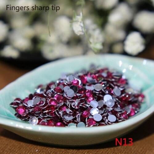 1000 pcs 5mm Dark Rose 14 Facets Resin Round Rhinestone Sparkling Rhinestones Nail Art Decoration DIY N13