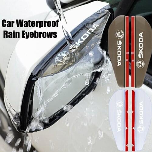 2Pcs Car Waterproof Rain Cover Eyebrow Rear View Mirror Rain Shield Protector For Skoda Octavia Rapid Kodiaq Superb Karoq Fabia