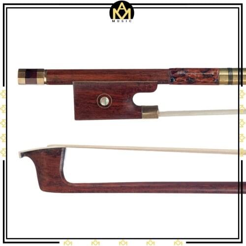 4/4 Size Fiddle Bow Pernambuco Stick Snakewood Frog Black And Golden Wire Winding Student Bow