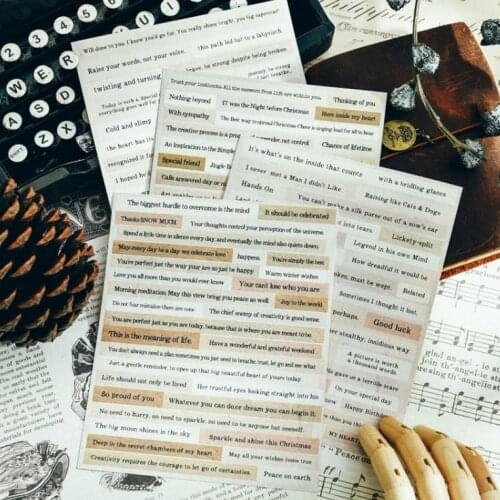 4sheets Vintage Phrases Words Stickers for Scrapbooking DIY Projects/Photo Album/Card Making Crafts