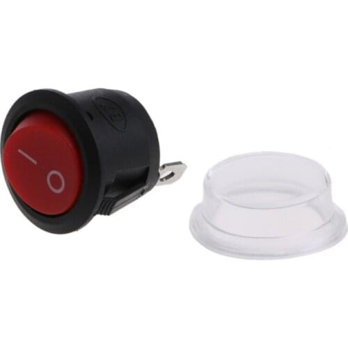 5 Pcs 2-Pin ON-OFF SPST Round Dot Car Boat Rocker Toggle Switch+Waterproof Cover