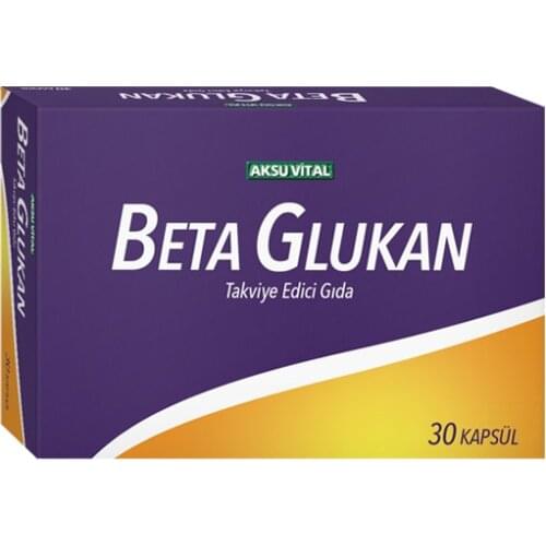Aksu Vital Beta Glucan 30 Capsules Vitamin Mushroom Protein Natural Healthy Nutrition Food Supplement of Wheat Barley Sugar Oat