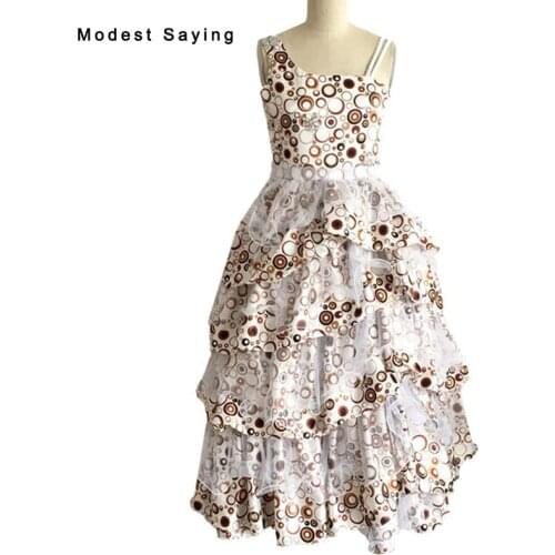 Floral Printed Ball Gown Ruffled Flower Girl Dresses 2017 with Rhinestone for Weddings Kids Girl Pageant Beautiful Gowns BF95