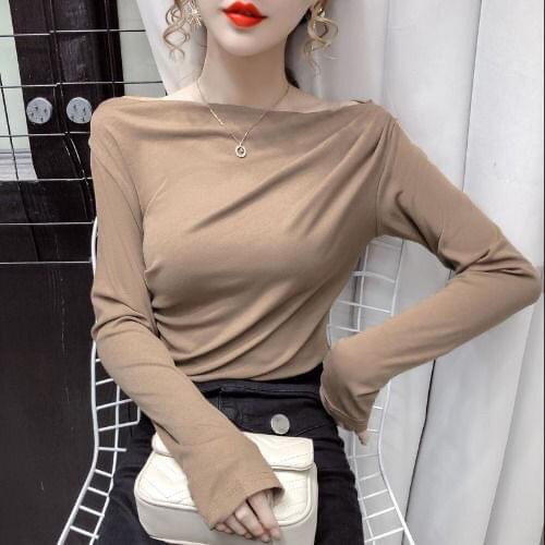Blouse Women Long Sleeve Shirts Slim Fit Two-Way Wear off-Shoulder Top Womens Clothing Blusas Ropa De Mujer