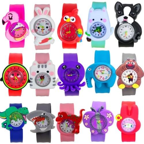 Childrens Watch Cartoon Pattern Flamingo Kitty Monkey Cat Dinosaur Sports Quartz Kids Watch for Boys Girls Gift Clock Relogio
