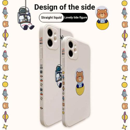 Side Painting Cases For Iphone XR 11 12 Pro Max 7 8 X Xs Max SE 2020 6 6s Plus 12Pro Mini Cover Silicone Funda Astronaut Coque