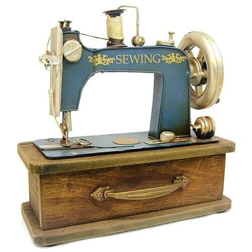 Decorative Metal Sewing Machine Wooden Box-Trinket, Miniature, Gift, Nostalgic, Vintage, Handmade, hand Painted, Qualit
