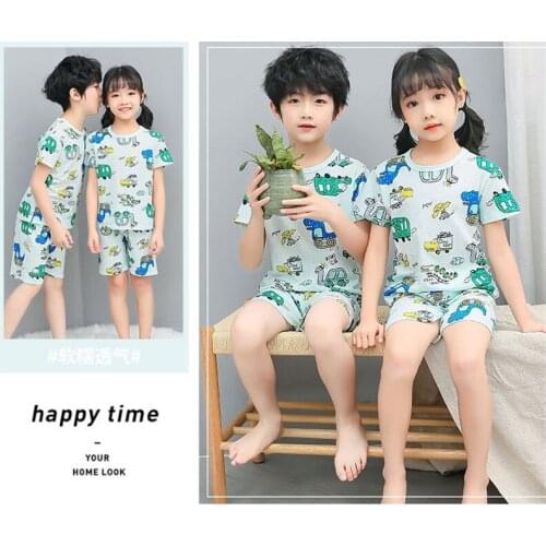 Short Sleeve Child Pajamas Tops+Shorts Sleepwear Pajamas Kids Baby Pajama Sets Boys Girls Cartoon Comfortable Outfits Set