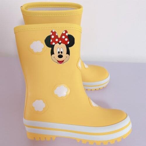 Disney childrens cartoon Mickey Mouse color-changing rain boots for girls non-slip soft-soled rain boots water shoes