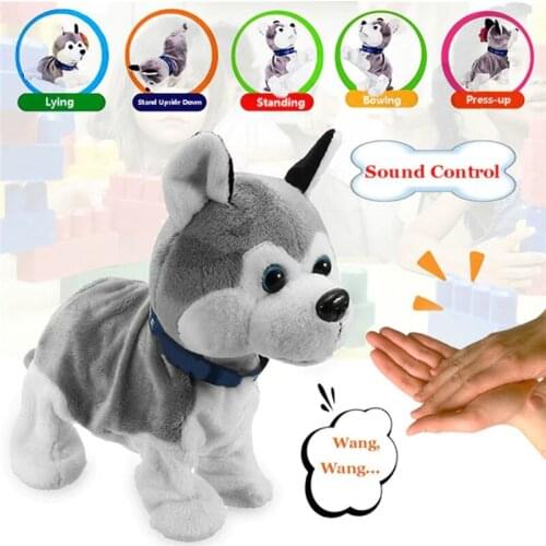 Electronic Dog Childrens Plush Robot Dog Toy Voice Control Interaction Standing Walking Action Robot Dog Christmas Puzzle Gift